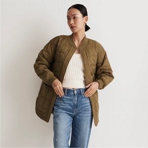 Madewell Quilted Oversized Bomber Jacket size SM new green